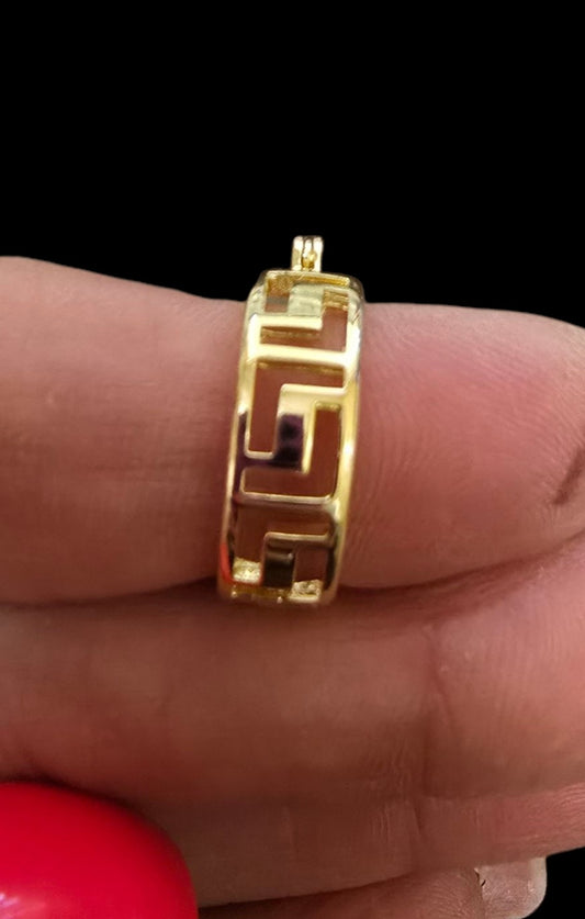 Gold Plated Greek Key Earrings - 1 inch diameter