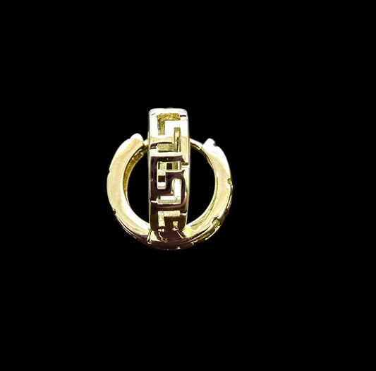 Gold Plated Greek Key Earrings - 1/2 inch diameter
