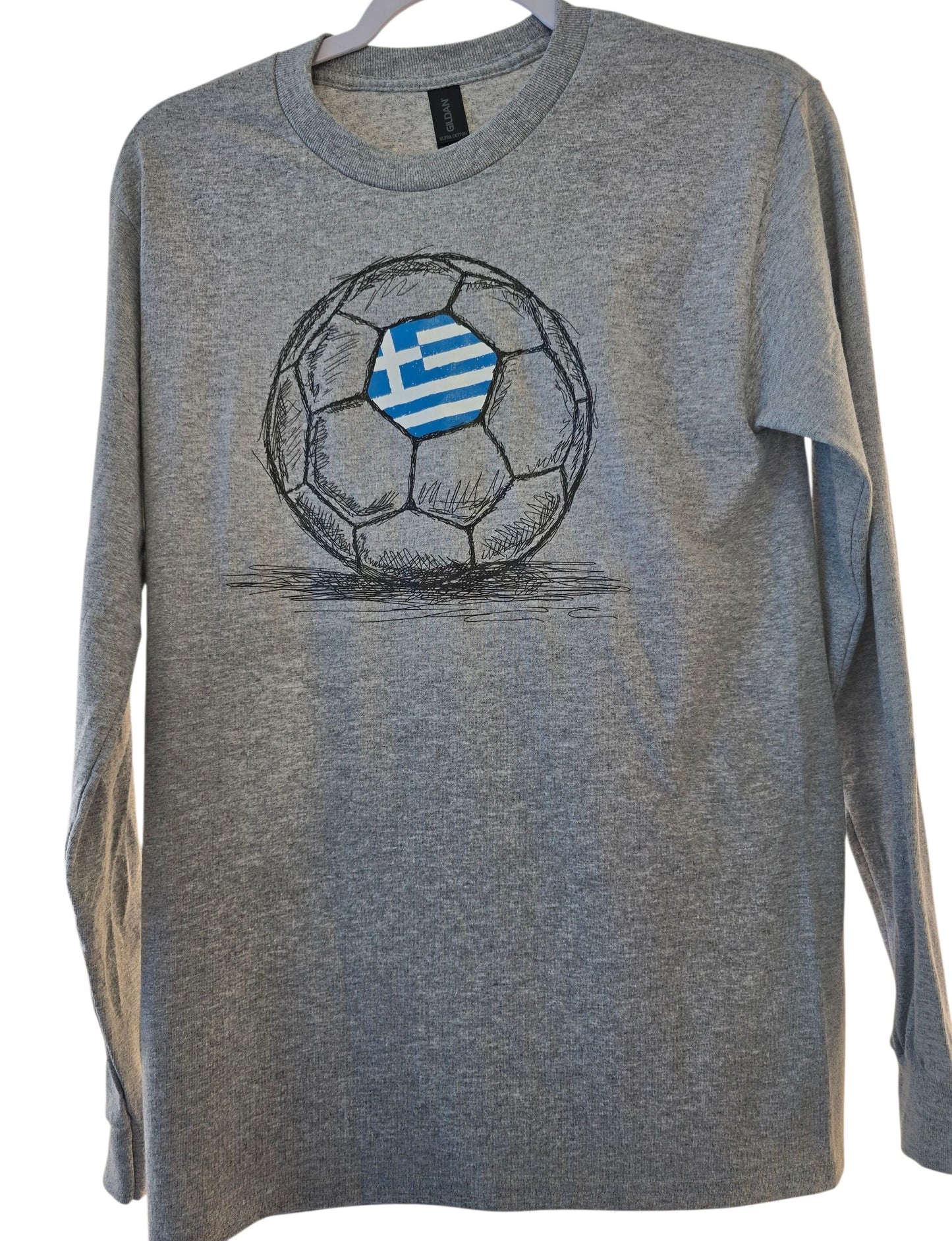 Sport Grey Long Sleeve Greece Soccer Tee