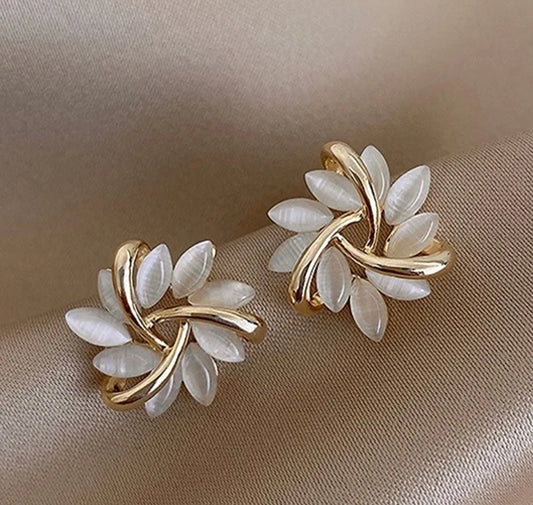 Opal Petal Stud Earrings – Delicate Floral Design