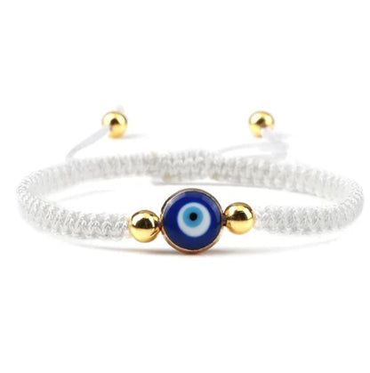 Evil Eye Bracelet – Handwoven Rope with Gold Bead Accents | Mati Jewelry