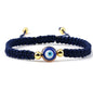 Handwoven Evil Eye Adjustable Bracelet – Gold Bead Accents