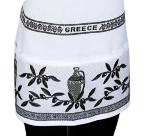 Woven Olive Branch Apron – Olive & White