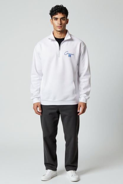 Greek Embroidered Quarter-Zip Pullover – Imported from Athens, Greece