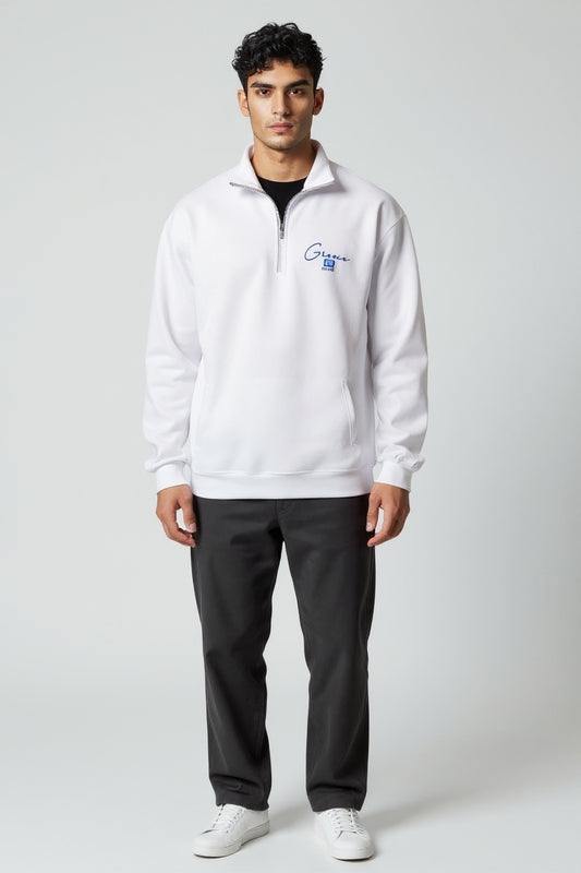 Greek Embroidered Quarter-Zip Pullover – Imported from Athens, Greece