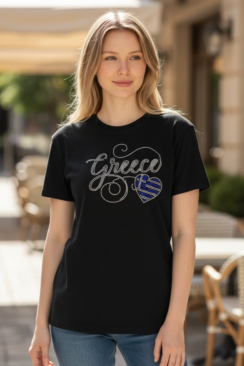 Crystal “Greece” Heart T-Shirt – Unisex (S–3X)