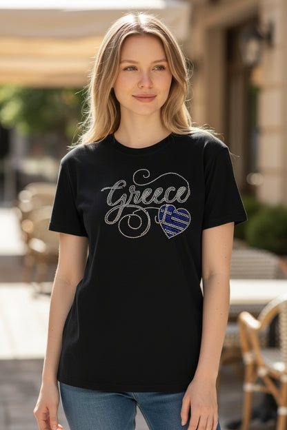 Crystal “Greece” Heart T-Shirt – Unisex (S–3X)