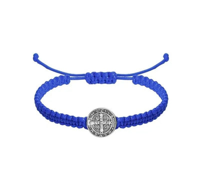 Saint Benedict Braided Adjustable Bracelet with Medal Charm (Assorted Colors)