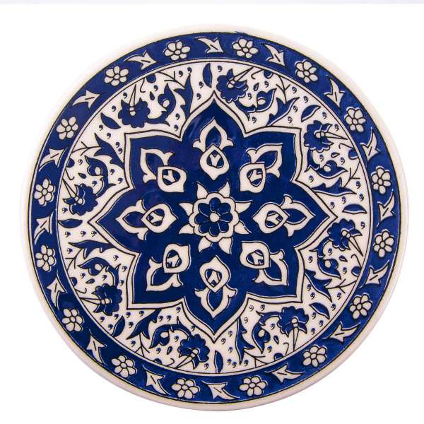 Blue & White Ceramic Trivet – Imported Decorative Heat-Resistant Kitchen Tile (6.3")