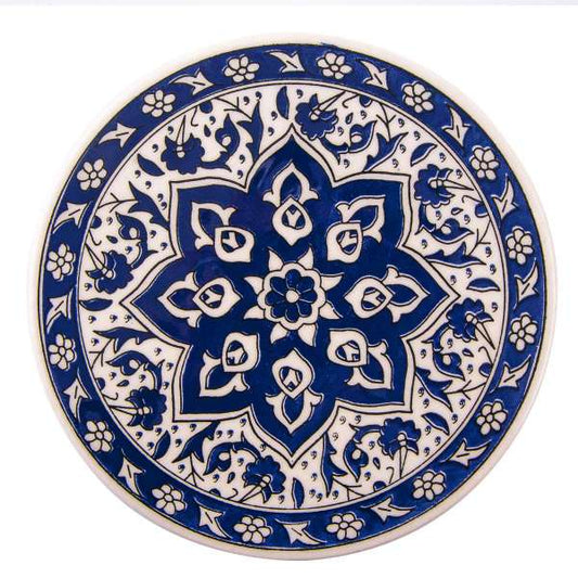 Blue & White Ceramic Trivet – Imported Decorative Heat-Resistant Kitchen Tile (6.3")