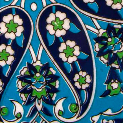 Handmade Ceramic Paisley Floral Trivet – Imported with Skid-Proof Backing (6.3")