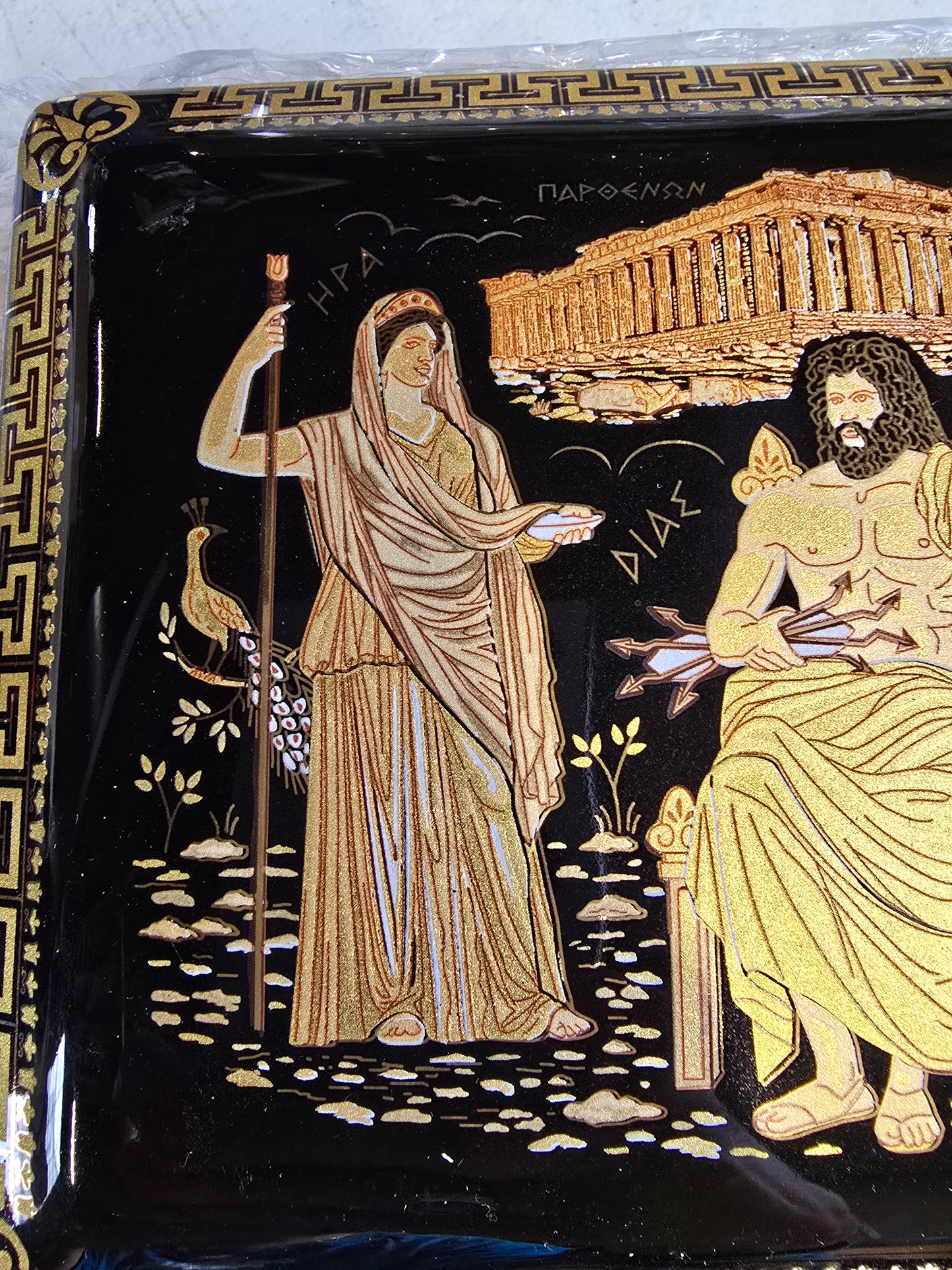 Handmade Greek Ceramic Jewelry Box – Zeus, Hera & Athena