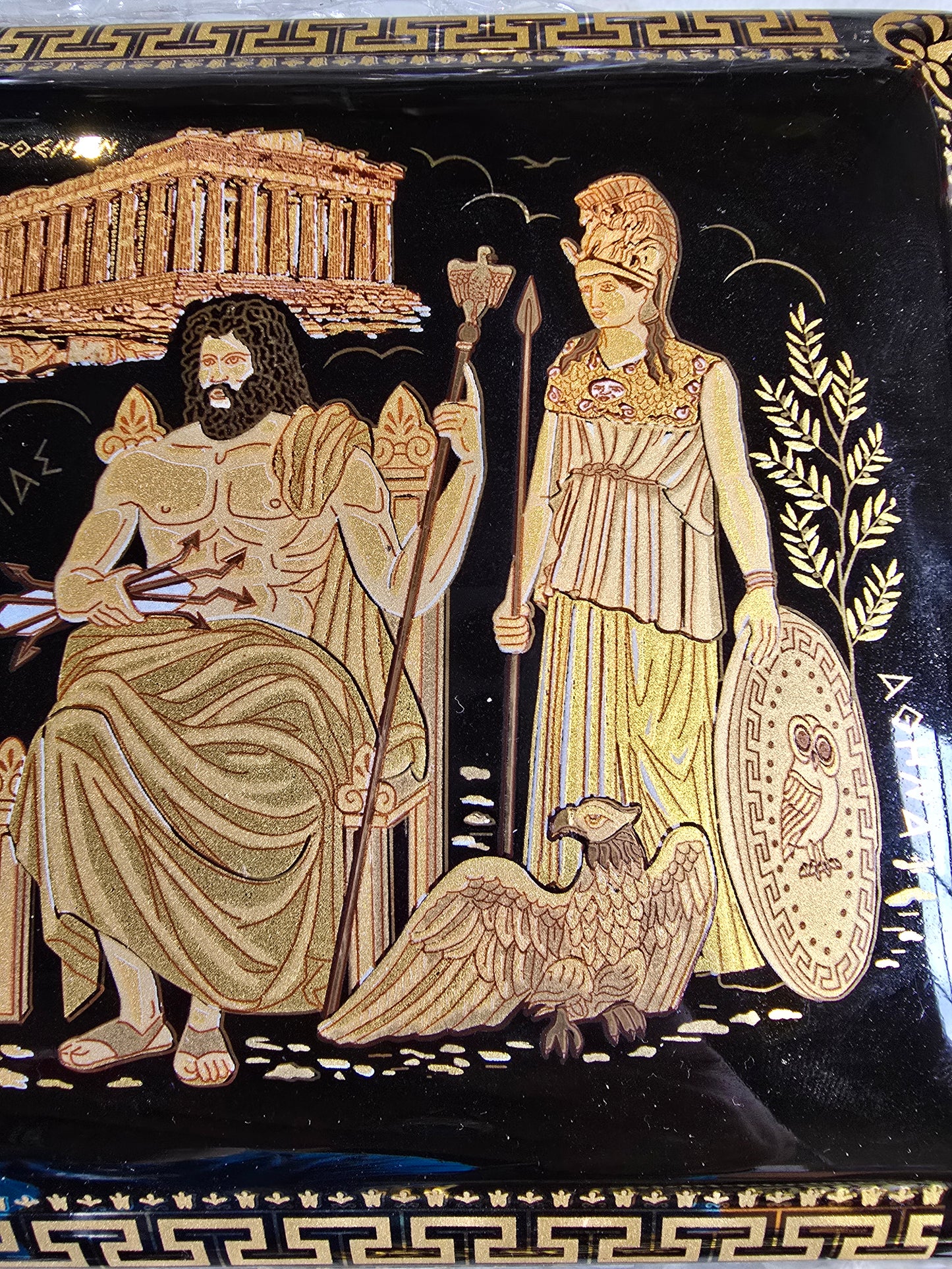 Handmade Greek Ceramic Jewelry Box – Zeus, Hera & Athena
