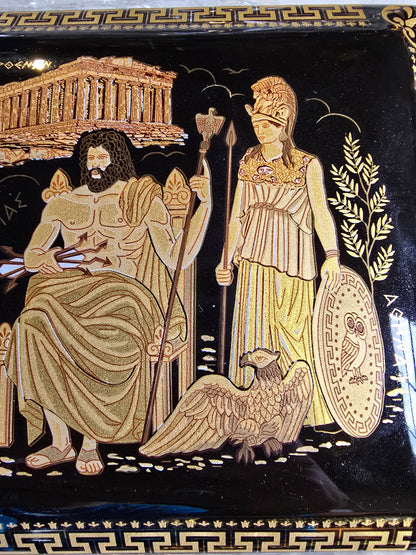 Handmade Greek Ceramic Jewelry Box – Zeus, Hera & Athena
