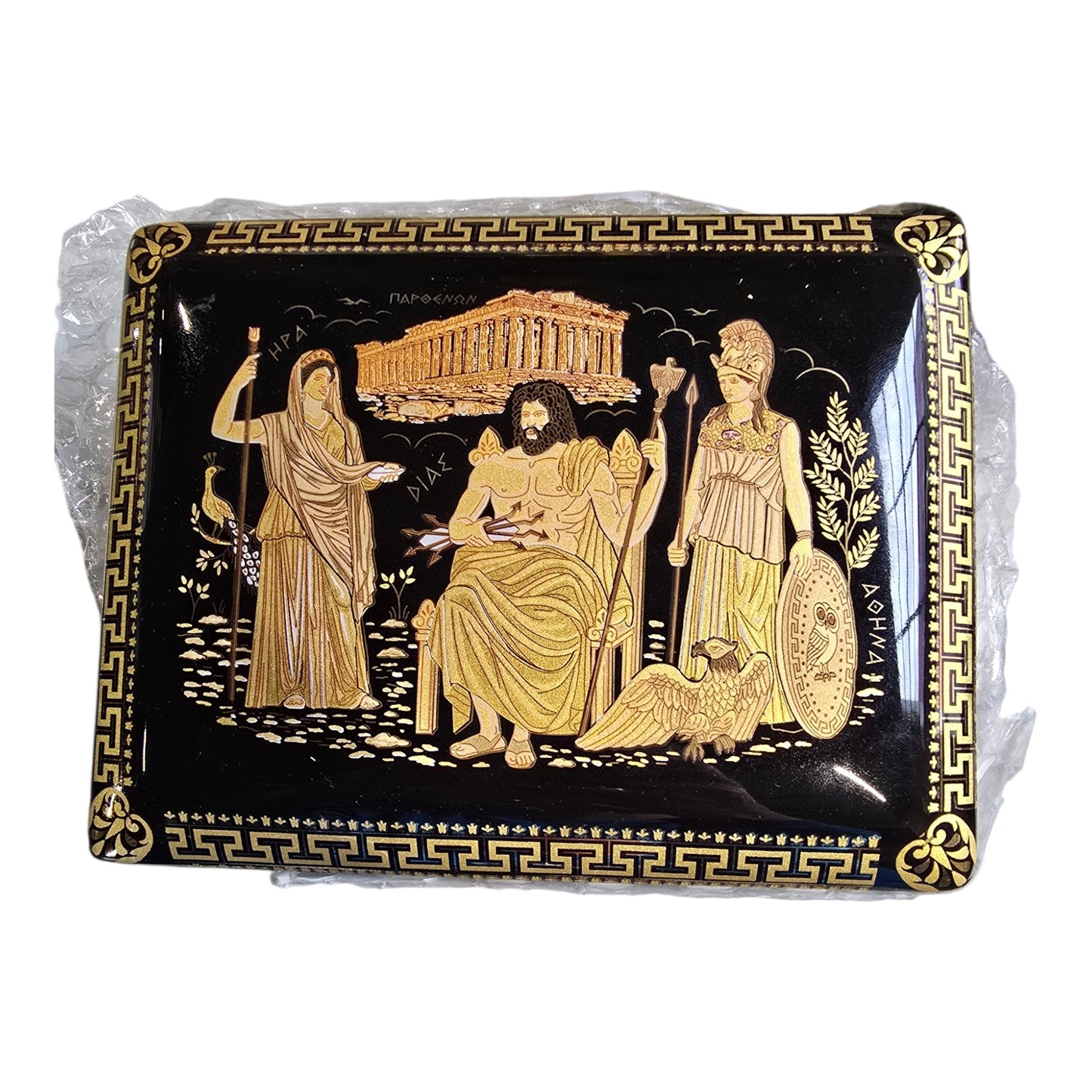 Handmade Greek Ceramic Jewelry Box – Zeus, Hera & Athena