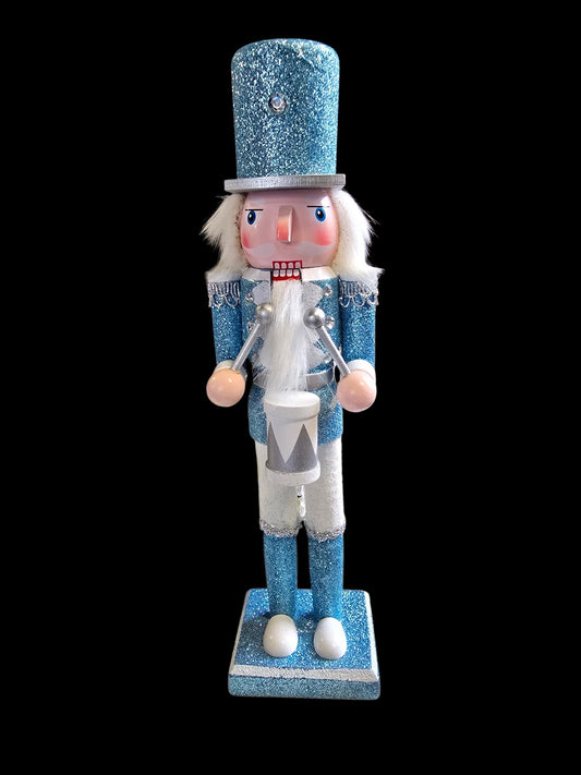 Blue & Silver Glitter Christmas Nutcracker – 12"