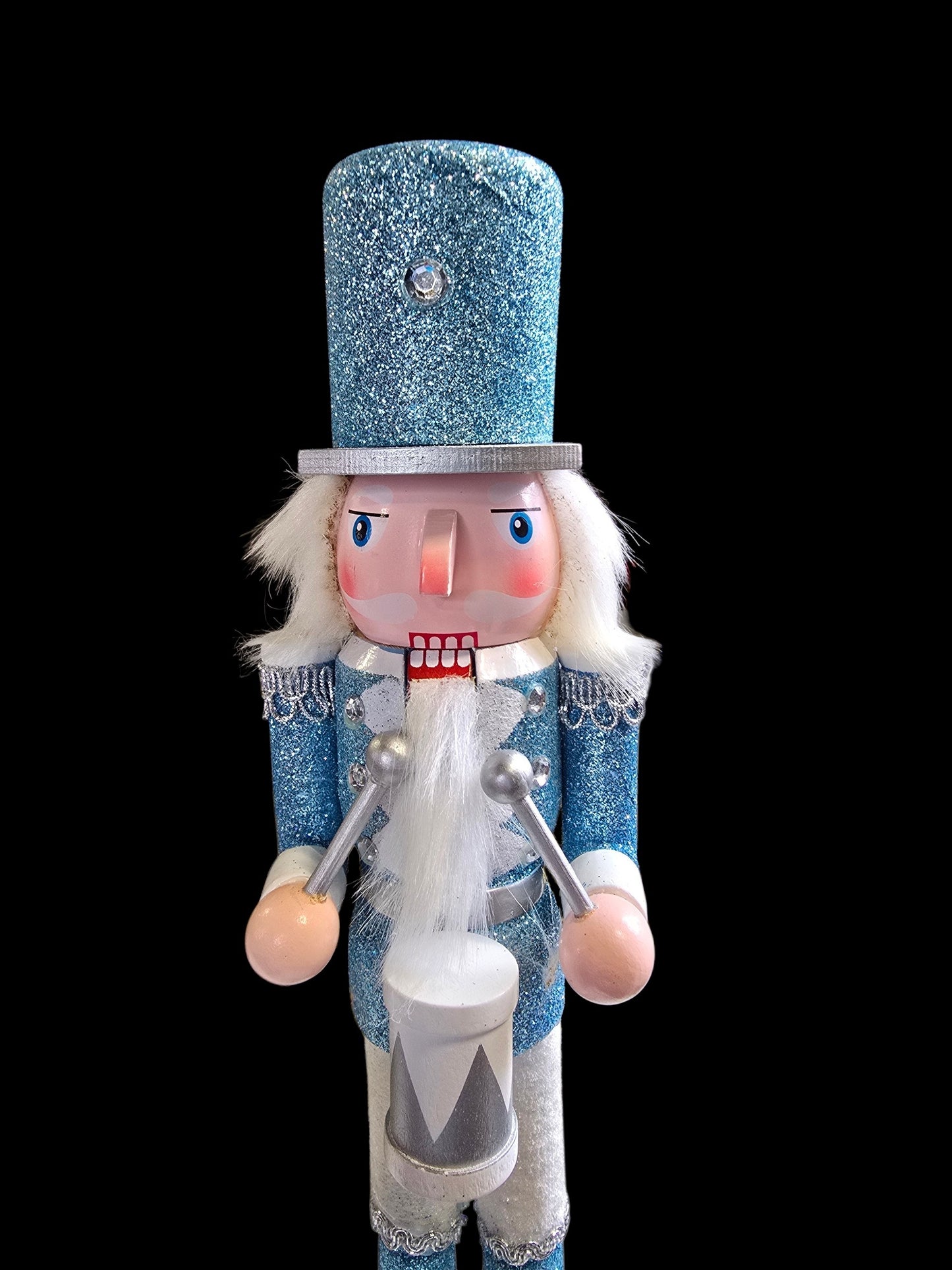 Blue & Silver Glitter Christmas Nutcracker – 12"