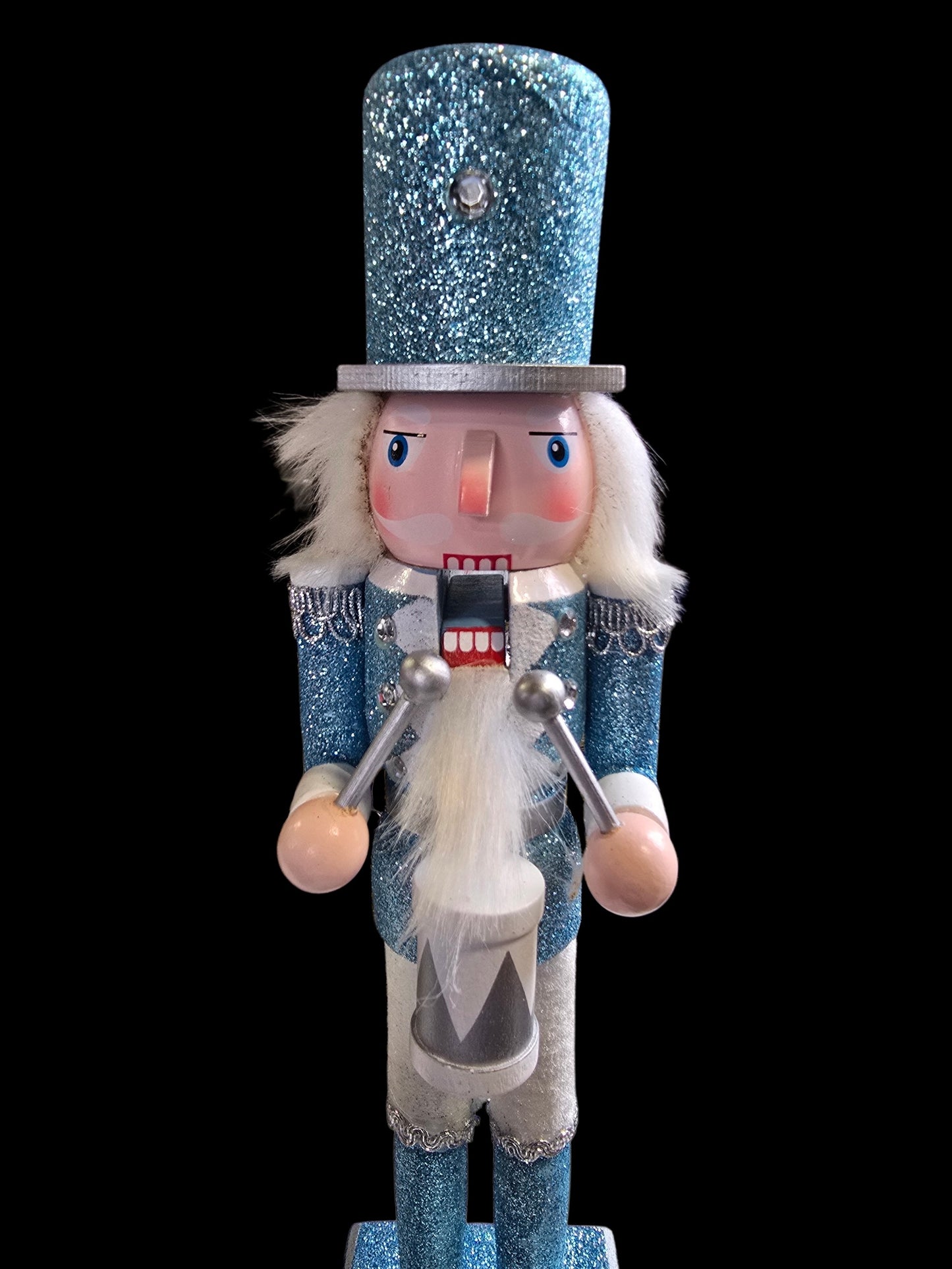 Blue & Silver Glitter Christmas Nutcracker – 12"