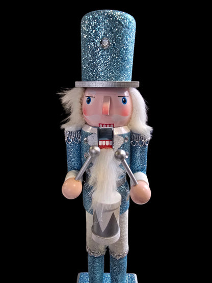 Blue & Silver Glitter Christmas Nutcracker – 12"