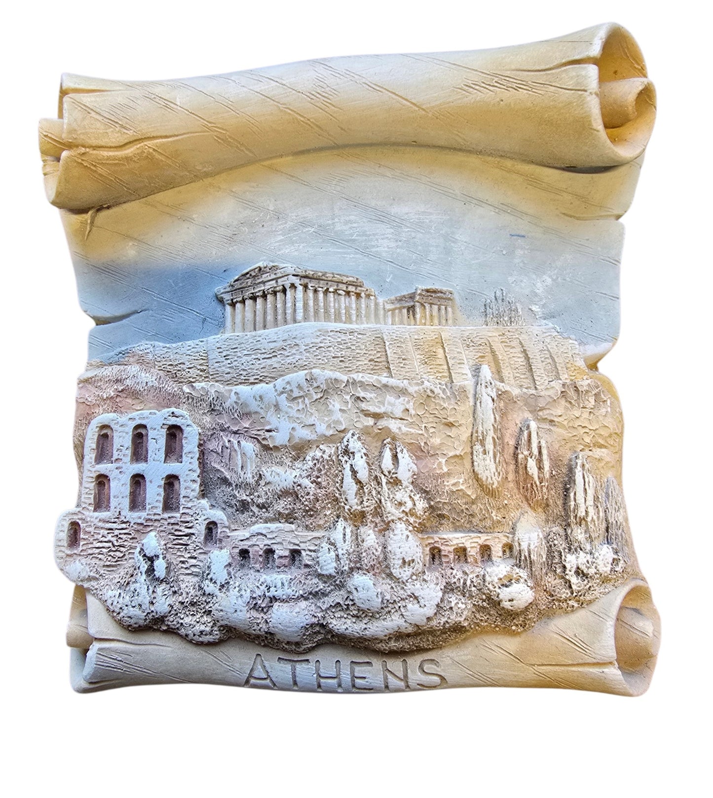 Alabaster Acropolis “Ancient Scroll” Plaque – Imported from Greece