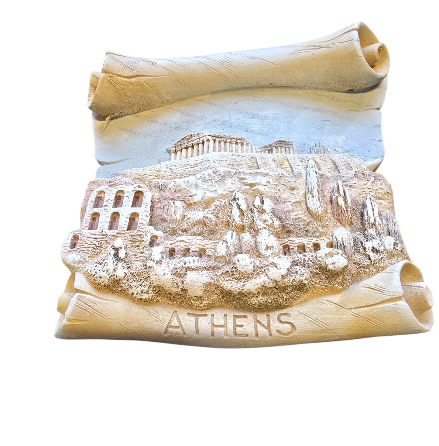 Alabaster Acropolis “Ancient Scroll” Plaque – Imported from Greece