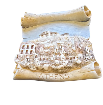 Alabaster Acropolis “Ancient Scroll” Plaque – Imported from Greece