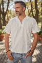 Natural Cotton Lace‑Up Beach Shirt – Imported from Greece