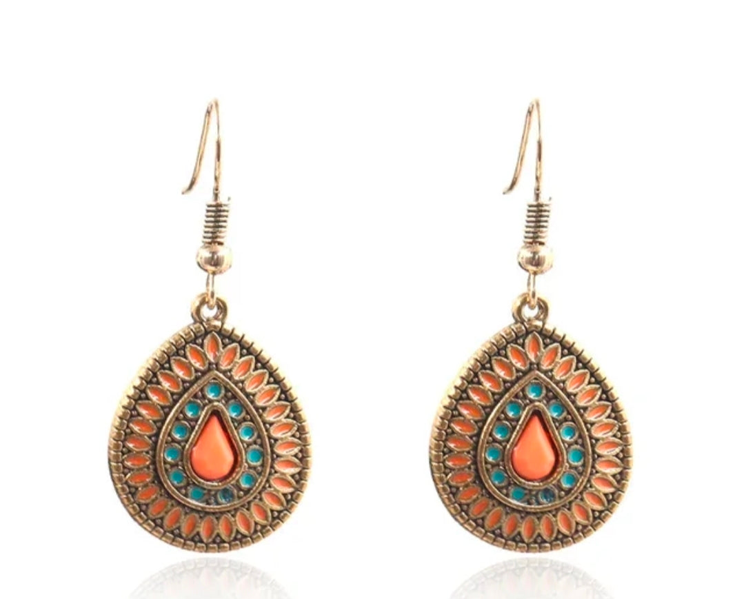 Boho Water Drop Dangle Earrings with Faux Gemstone – Assorted Styles