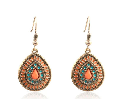 Boho Water Drop Dangle Earrings with Faux Gemstone – Assorted Styles