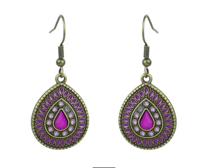 Boho Water Drop Dangle Earrings with Faux Gemstone – Assorted Styles
