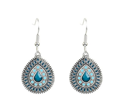 Boho Water Drop Dangle Earrings with Faux Gemstone – Assorted Styles