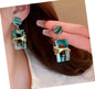 Silver Needle Square Resin Acrylic Pendant Earrings