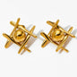 Gold-Plated Stainless Steel Geometric Stud Earrings with Central Sphere