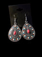 Bohemian Silver-Tone Filigree Teardrop Earrings with Colorful Enamel Accents
