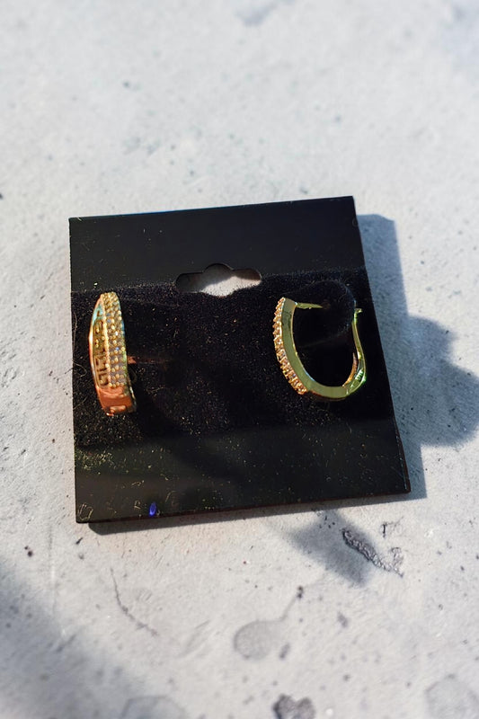 Gold-Plated Greek Key Huggie Hoop Earrings with Cubic Zirconia Accent