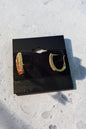 Gold-Plated Greek Key Huggie Hoop Earrings with Cubic Zirconia Accent