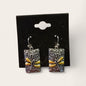 Sterling Silver Dragonfly Rectangle Drop Earrings with 18K Gold Accents