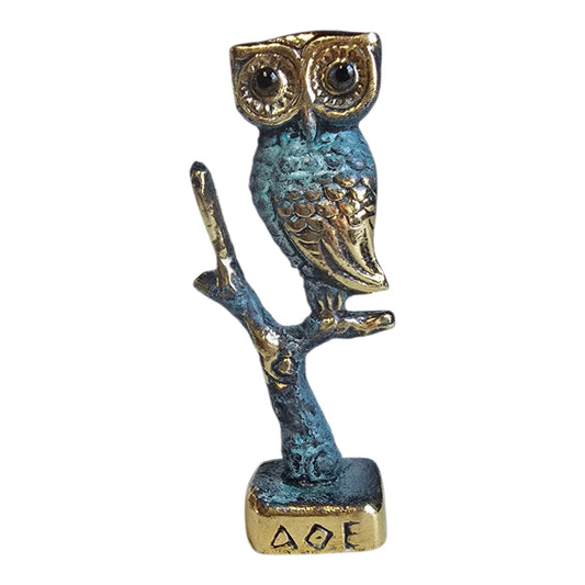 Bronze Owl of Athena Statue with Green Patina – 4.25"