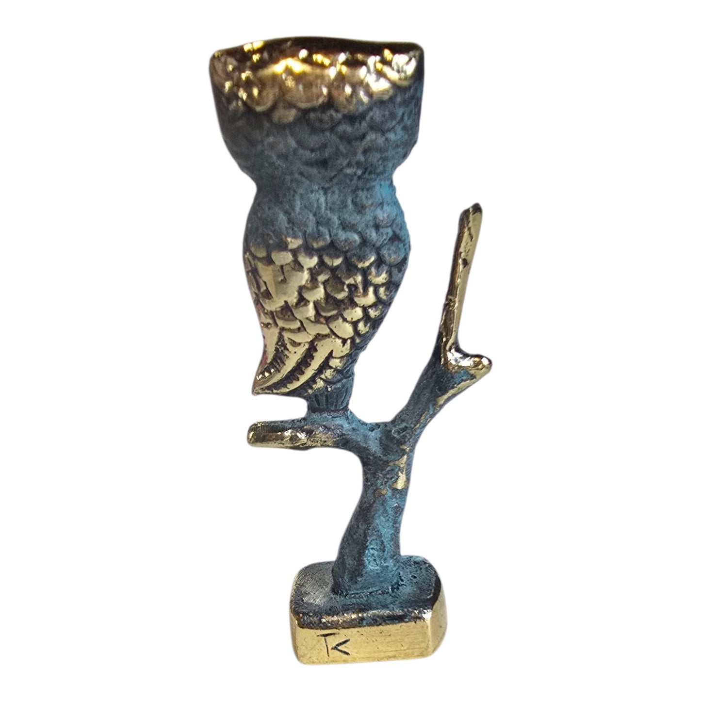 Bronze Owl of Athena Statue with Green Patina – 4.25"