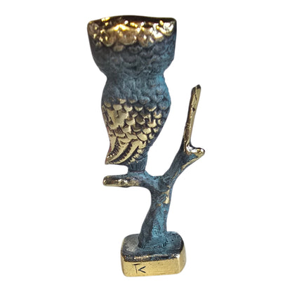 Bronze Owl of Athena Statue with Green Patina – 4.25"