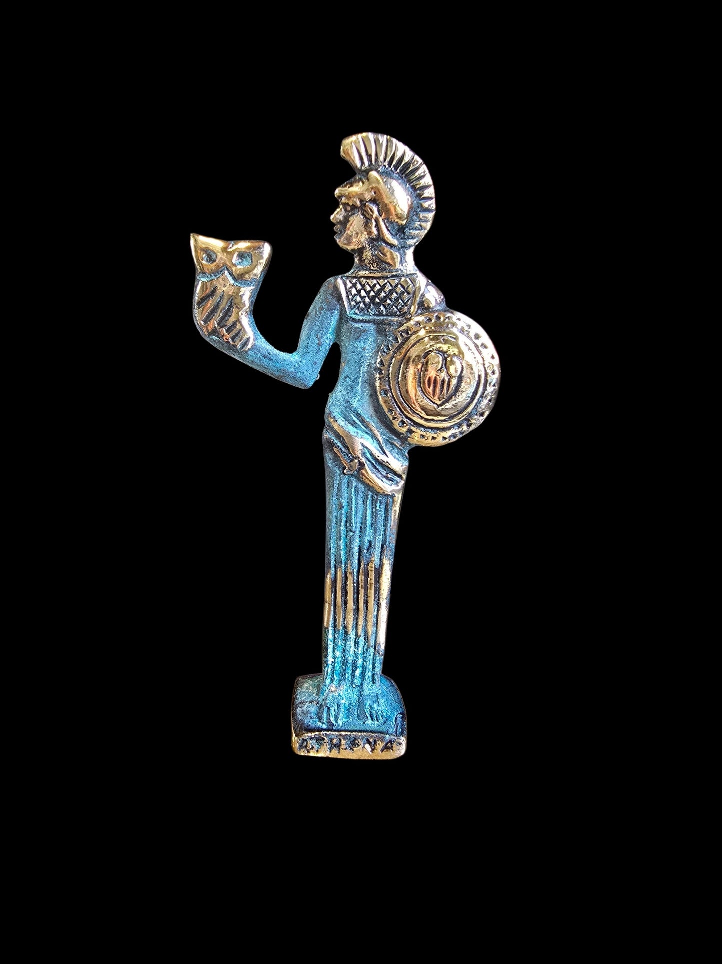 Handmade Bronze Athena Statue with Blue-Green Patina – Imported from Greece