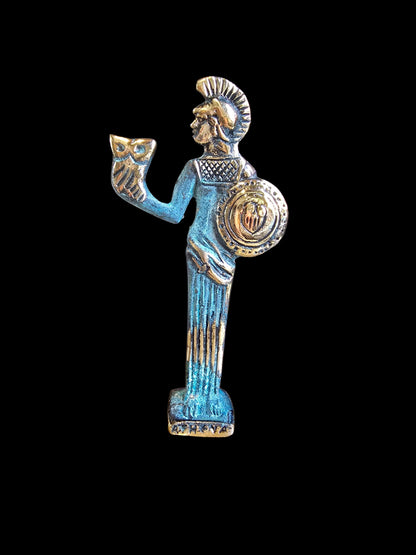 Handmade Bronze Athena Statue with Blue-Green Patina – Imported from Greece