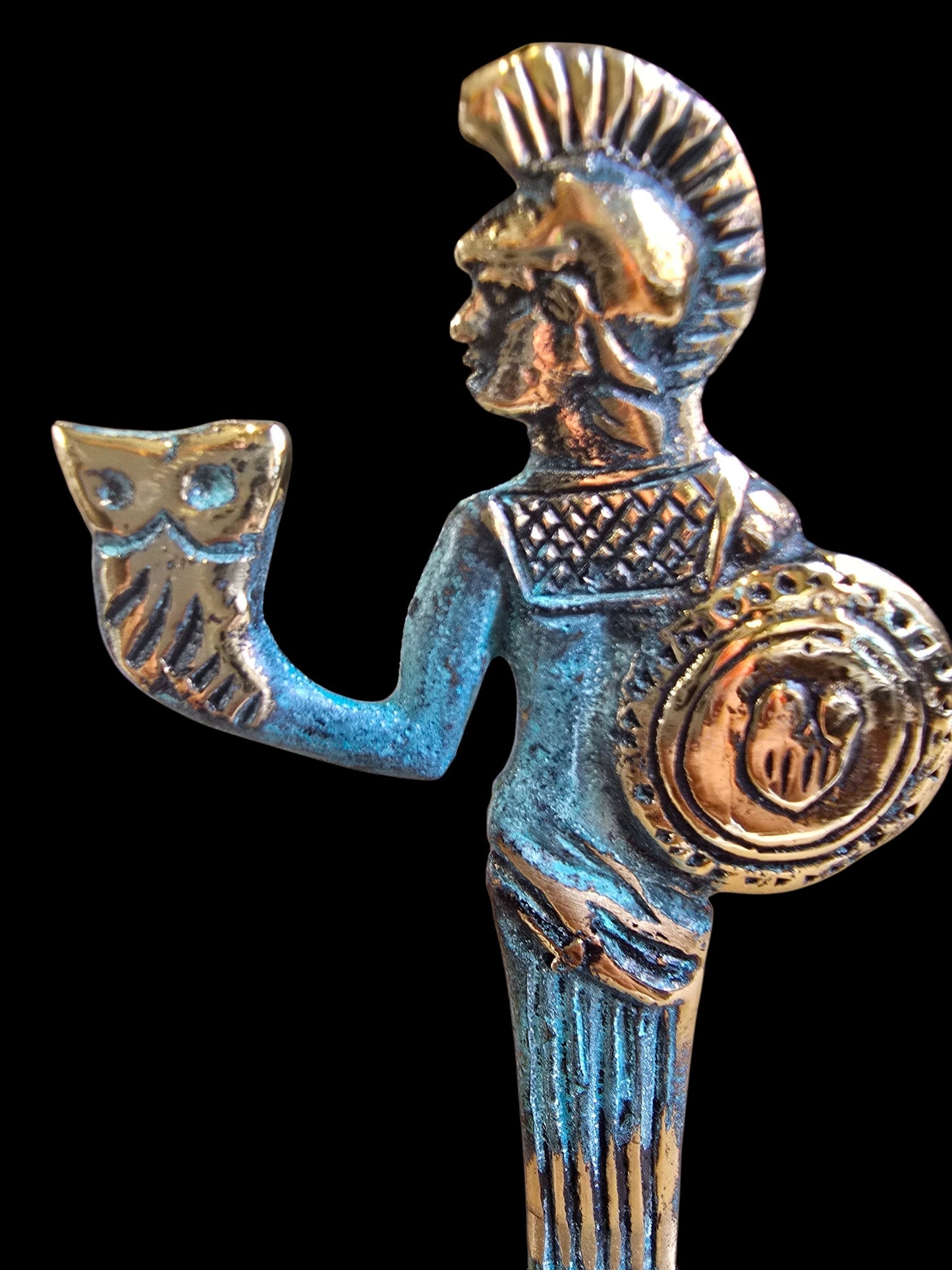 Handmade Bronze Athena Statue with Blue-Green Patina – Imported from Greece
