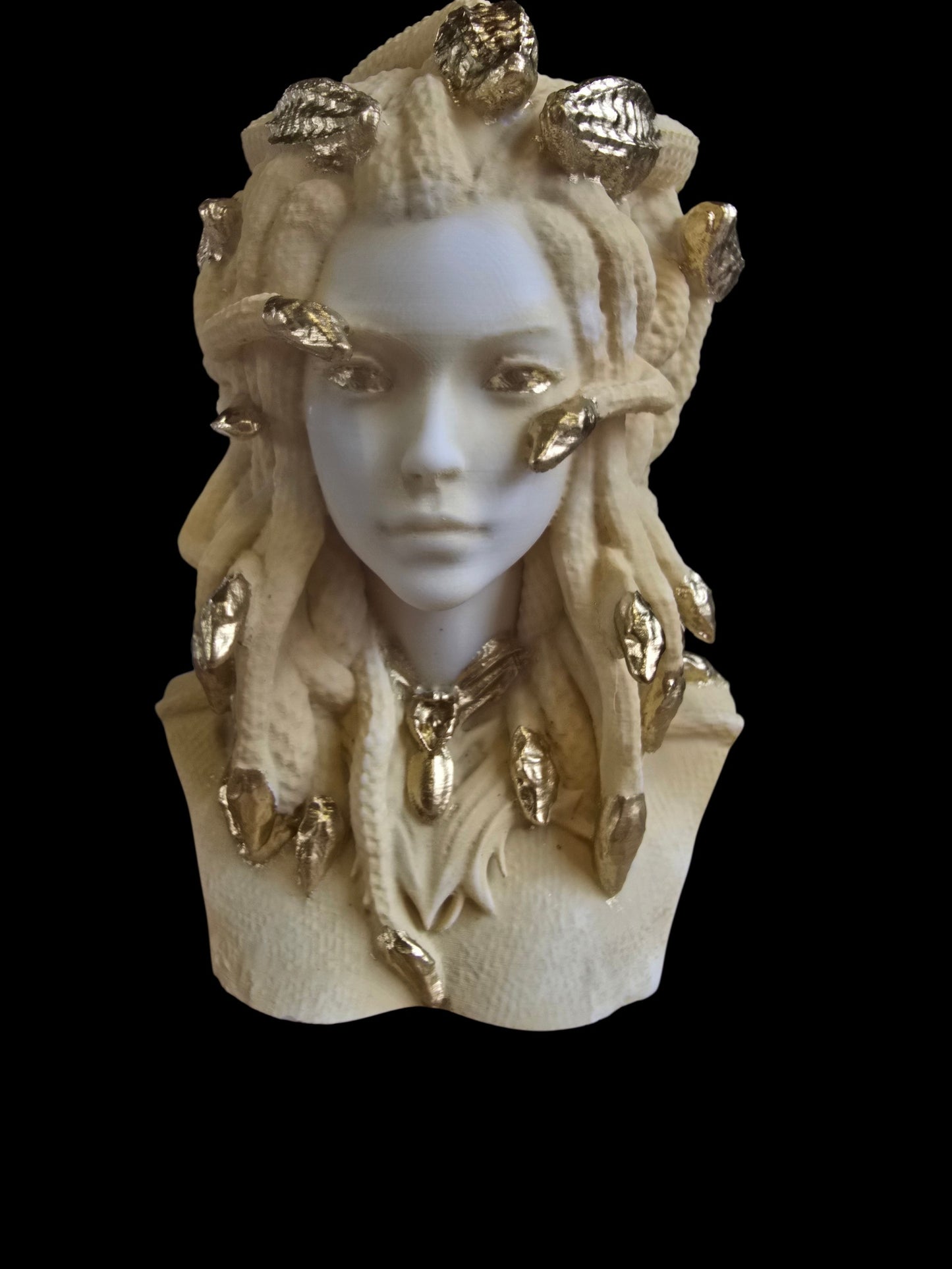 Medusa Bust Statue with Gold Accents