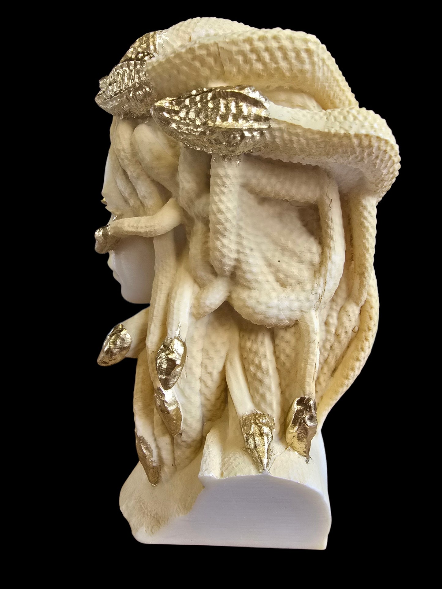 Medusa Bust Statue with Gold Accents