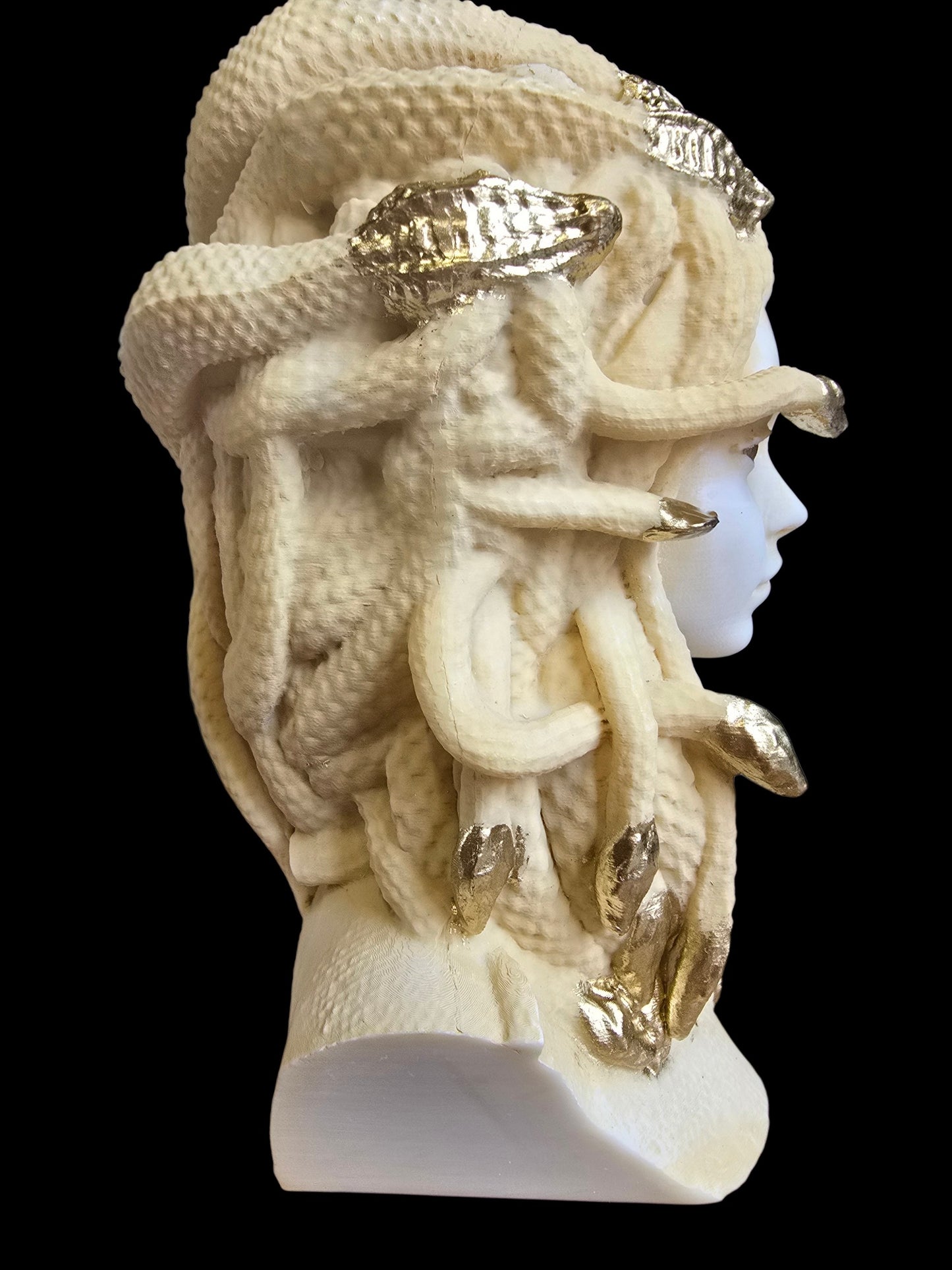 Medusa Bust Statue with Gold Accents