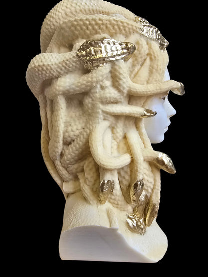 Medusa Bust Statue with Gold Accents