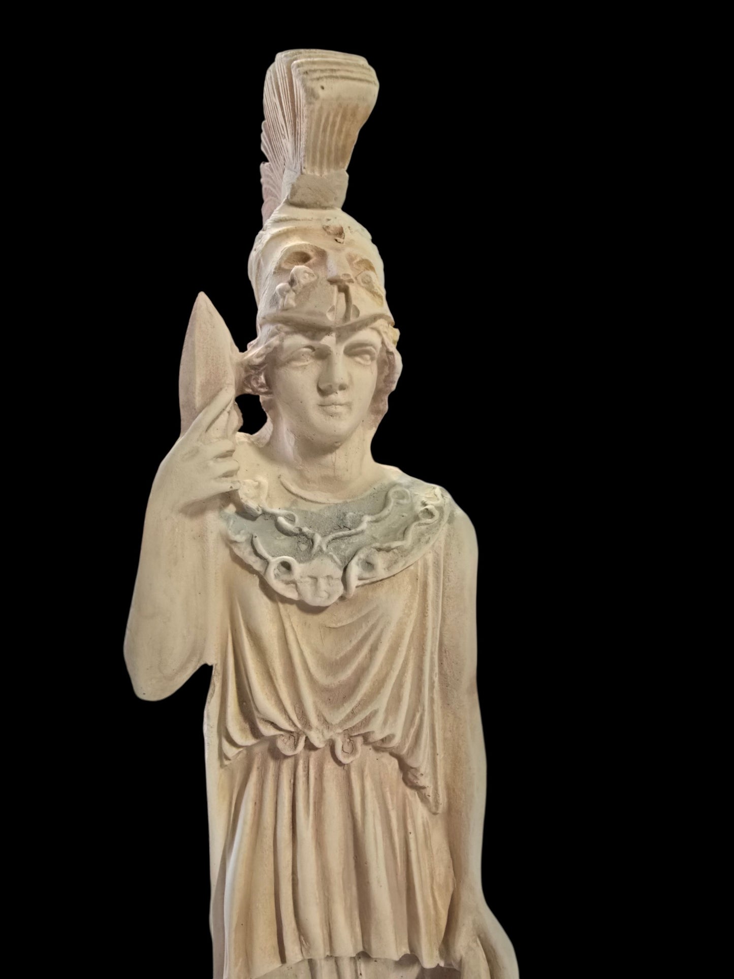 Athena Alabaster Statue with Spear and Shield – 10.5" Made in Greece