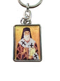 Saint Nektarios of Aegina Double-Sided Icon Keychain (Christ in Silver Reverse) – 4.5 x 3 cm