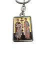 Saints Constantine & Helen Double-Sided Icon Keychain (Jesus Christ Reverse) – 4.5 x 3 cm